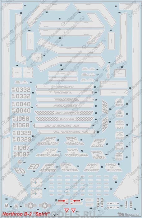 72-017 Декаль Нортроп В-2А 1/72