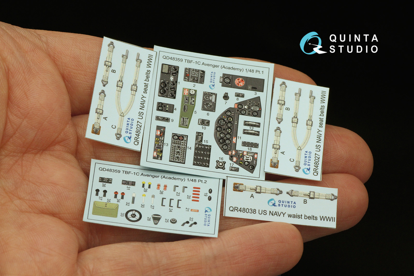 QD48359 3D Декаль интерьера кабины TBF-1 Avenger (Academy)