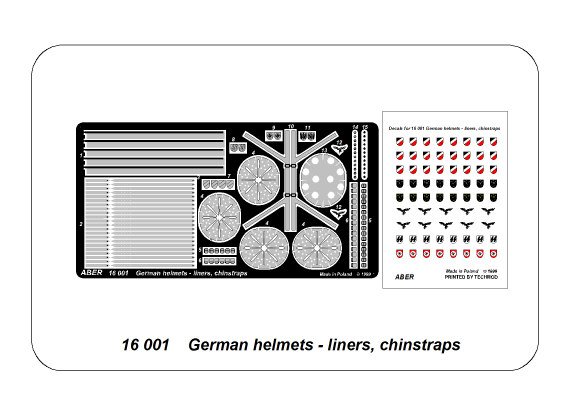 ABR-16-001  Дополнения для  German helmets – liners, chinstraps для  1/16