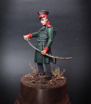 CHM-54096(M). Обер-Офицер Московского (или Санкт-Петербургского) пешего ополчения, Россия 1812-13 гг. (Два варианта голов). 54 мм. Материал – белый металл