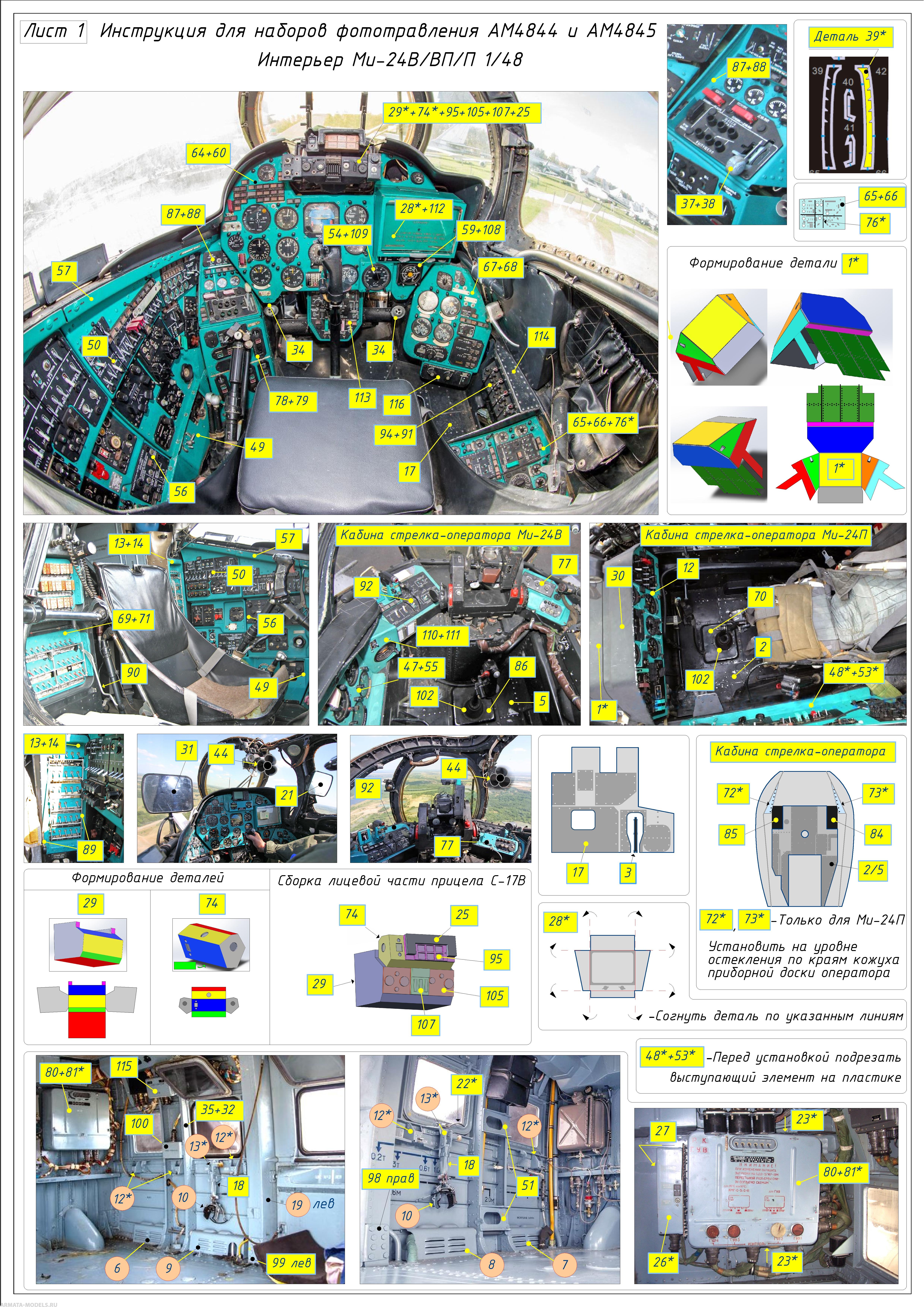 AM4845K Цветное фототравление Интерьер Ми-24