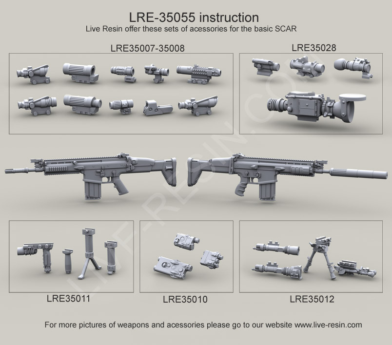 LRE35055 USSOCOM SCAR weapon system FN SCAR-H / Mk.17  Close Quarter Combat(CQC) and Close Quarter Combat(CQC) with suppressor military SCAR-D-sd Advanced armament corp