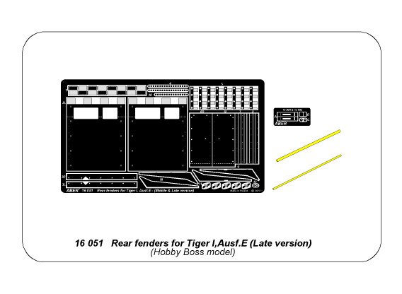 ABR-16-051  Дополнения для  Rear fenders for Tiger I, Ausf.E – (Late version) для Tamiya 1/16