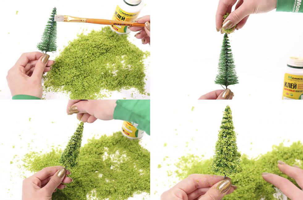 011ee017 Ели для макета. Набор 10 штук.