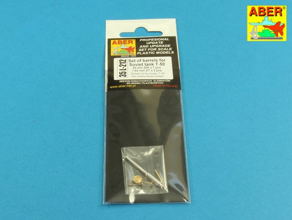 ABR-35-L-212  Дополнения для  Set of barrels for Soviet tank T-50 45 mm 20K x 1 pcs.; 7,62 mm DT x 2 pcs. для Hobby-Boss model 1/35