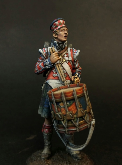 VD-54002(M). Барабанщик 42-го (Королевских Шотландских горцев) пехотного полка quot;Черная Стражаquot;, 1815 г. 54 мм. Материал - белый металл. Chronos Miniatures