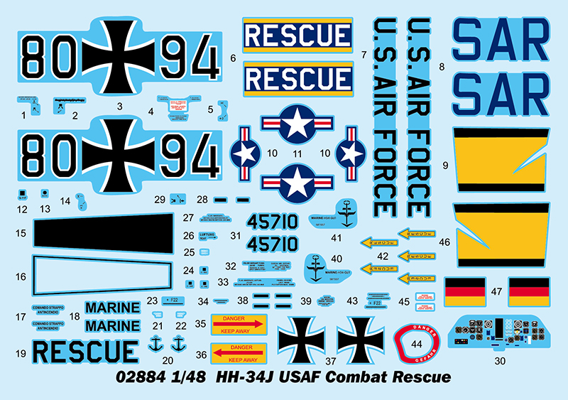 02884P Американский спасательный вертолет ВВС HH-34J Trumpeter