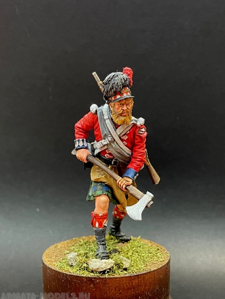 VD-54010(M). Сапер 42-го (Королевских Шотландских горцев) пехотного полка «Черная Стража», 1815 г. белый металл Chronos Miniatures