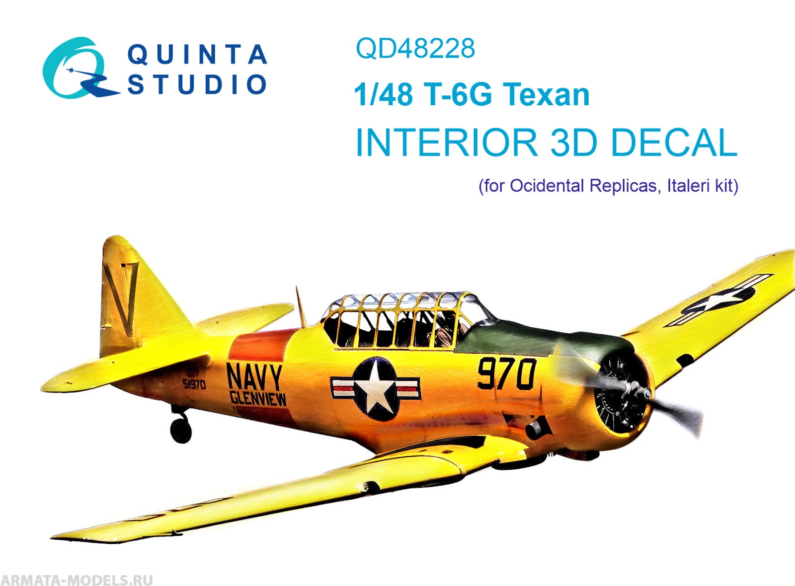 QD48228 3D Декаль интерьера кабины T-6G (Italeri)