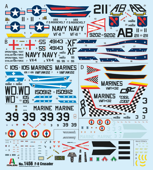 1456ИТ Самолет F-8E CRUSADER (10013160/170621/0366752, ИТАЛИЯ ) Italeri