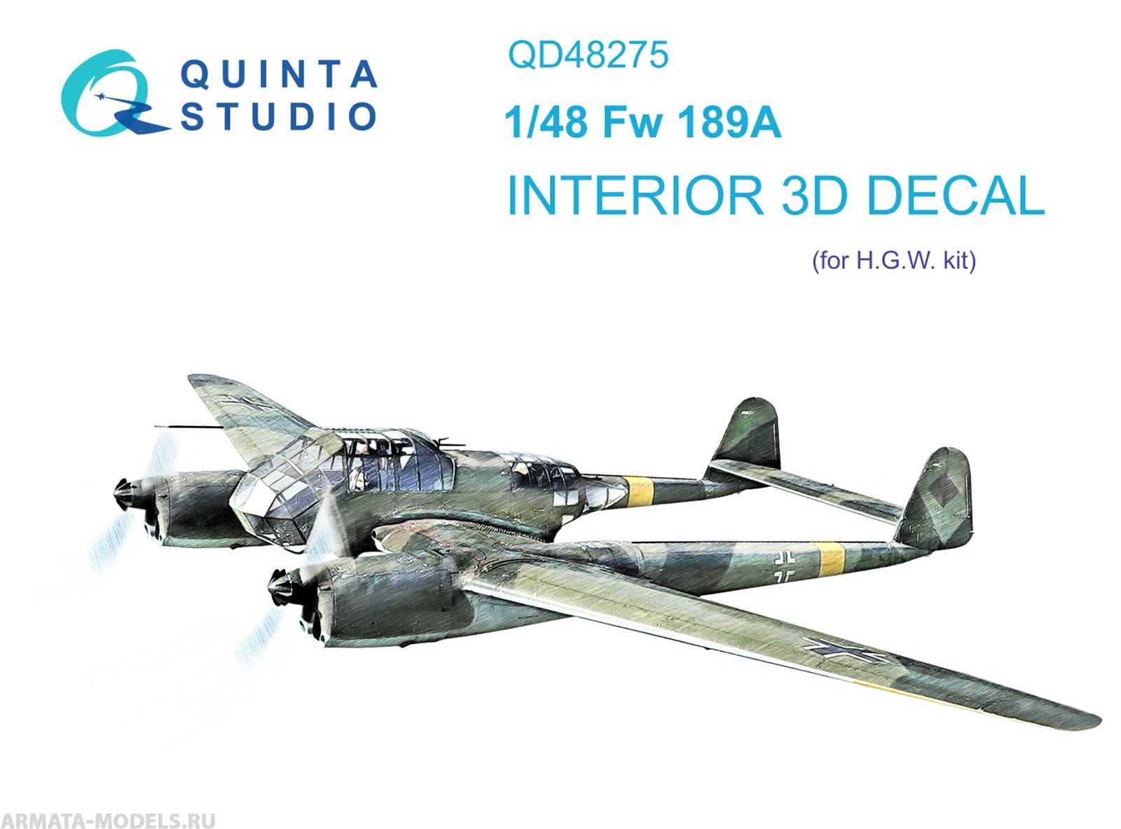 QD48275 3D Декаль интерьера кабины Fw 189A (GWH)
