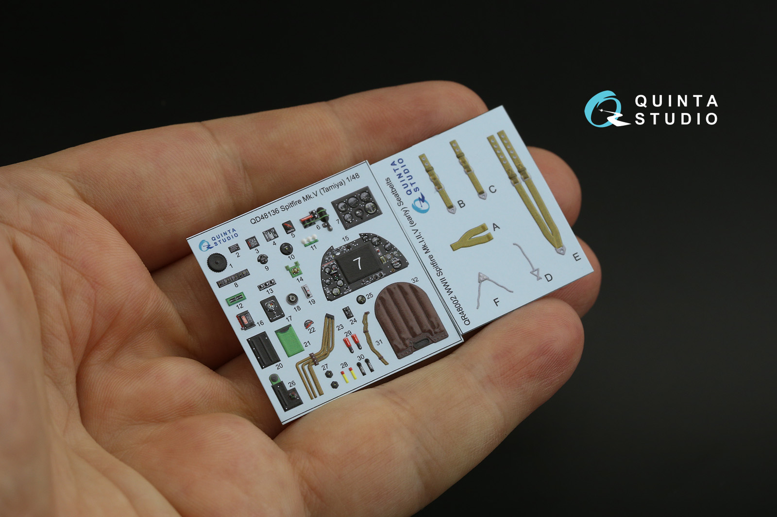 QD48136 3D Декаль интерьера Spitfire Mk.V (Tamiya