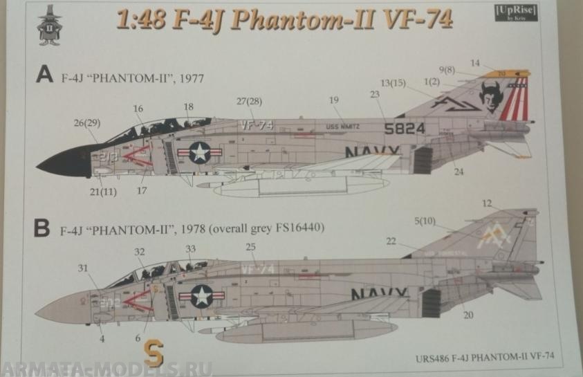 URS488 Декали для F-4J Phantom-II VF-74