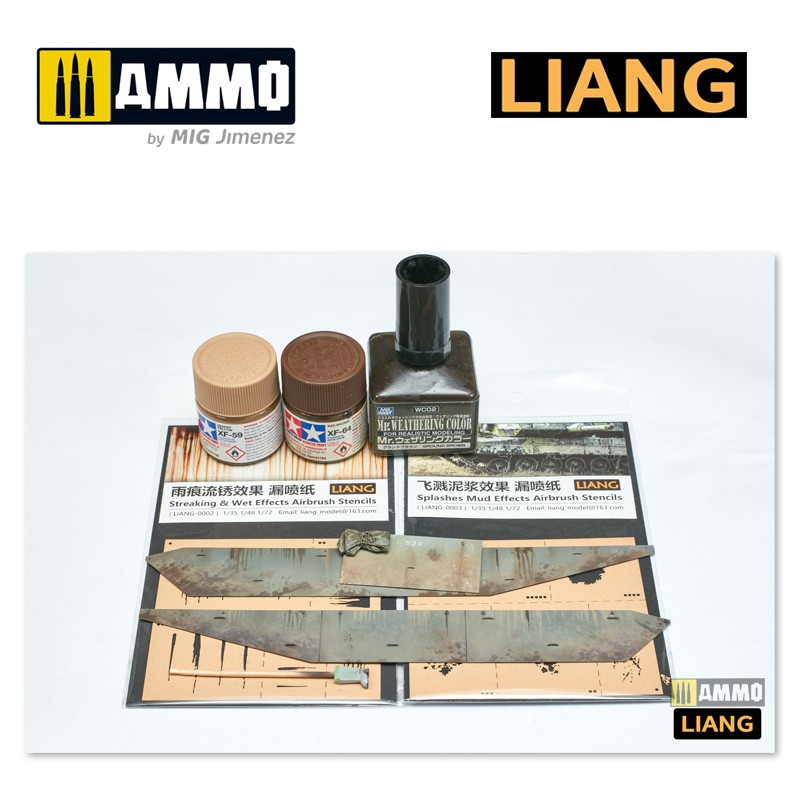 LIANG-0002 Набор трафаретов Streaking & Wet Effects Airbrush Stencils