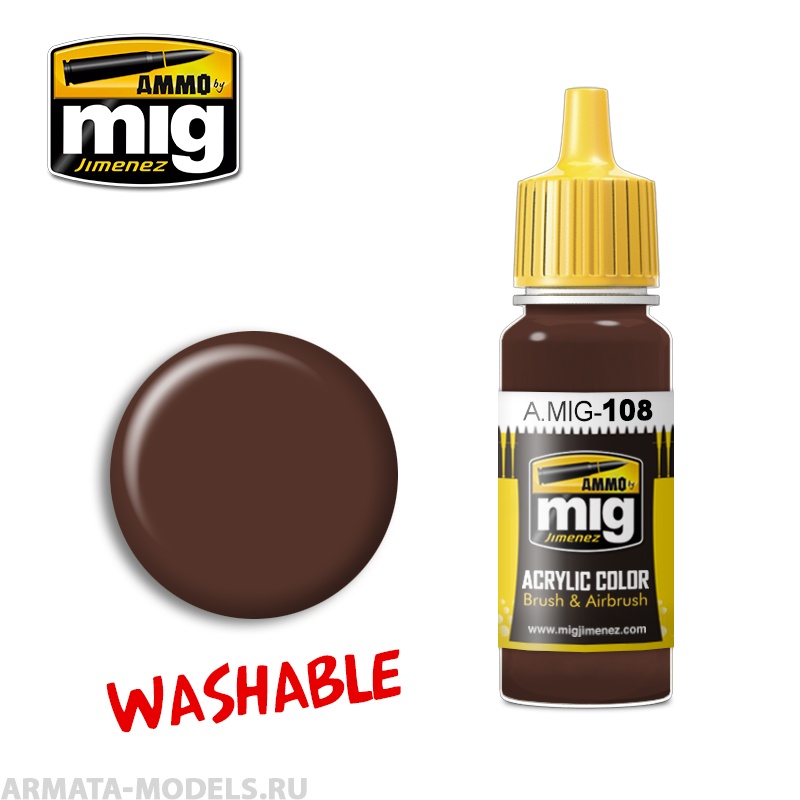 AMIG0108 Ammo Mig Акриловая краска WASHABLE MUD 17 мл