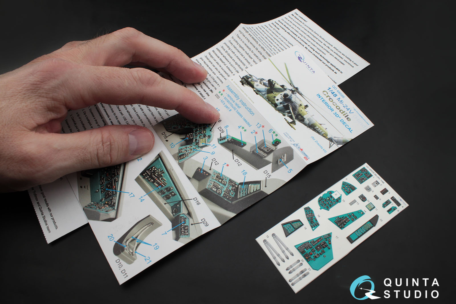 QD48026 1:48 3D Декаль интерьера кабины  Ми-24В (для модели Звезда)