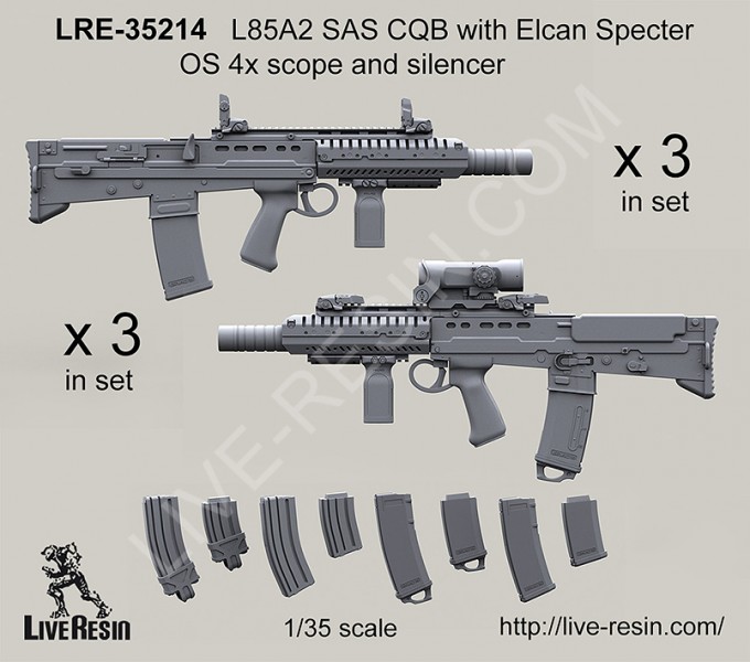 LRE35214 Штурмовая винтовка английского спецназа САС L85A2 SAS CQB с прицелом Elcan Specter OS 4x и глушителем