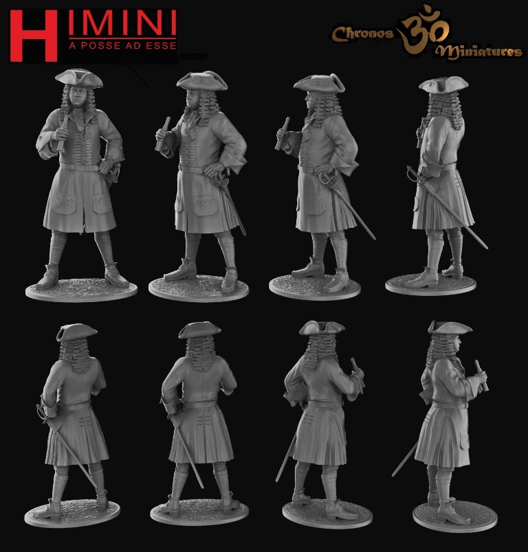 CHM-54291.  Шведский артиллерийский офицер, начало 18 века. 54 мм. Материал - смола. Chronos Miniatures