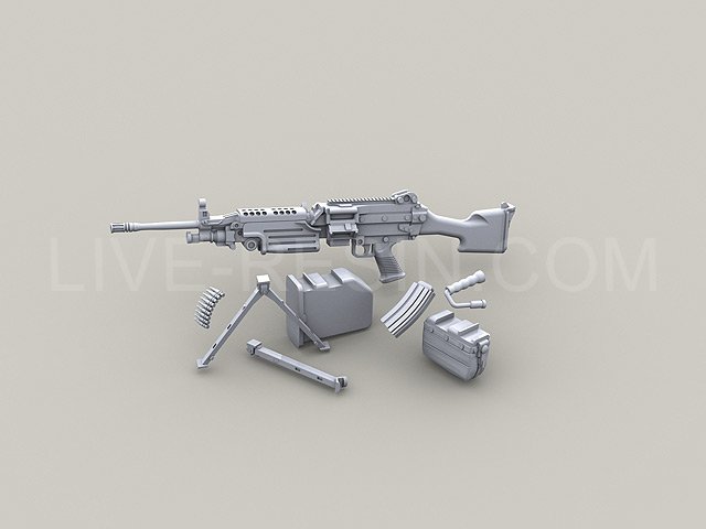 LRE35086 Ручной пулемет M249 (SAW)   с длинным стволом, пластиковой рукояткой и пластиковым цевьём
