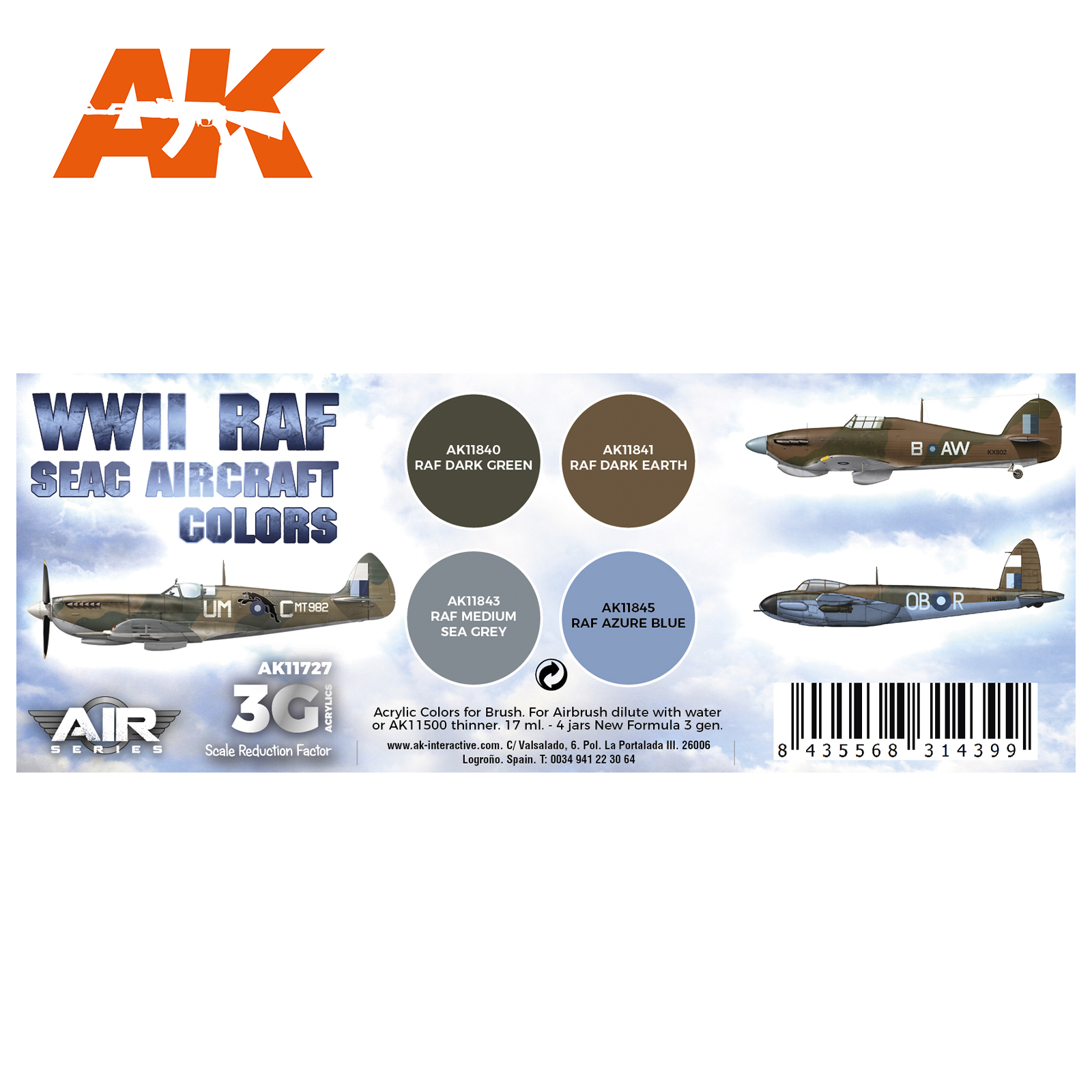 AK11727  WWII RAF SEAC Aircraft Colors SET 3G