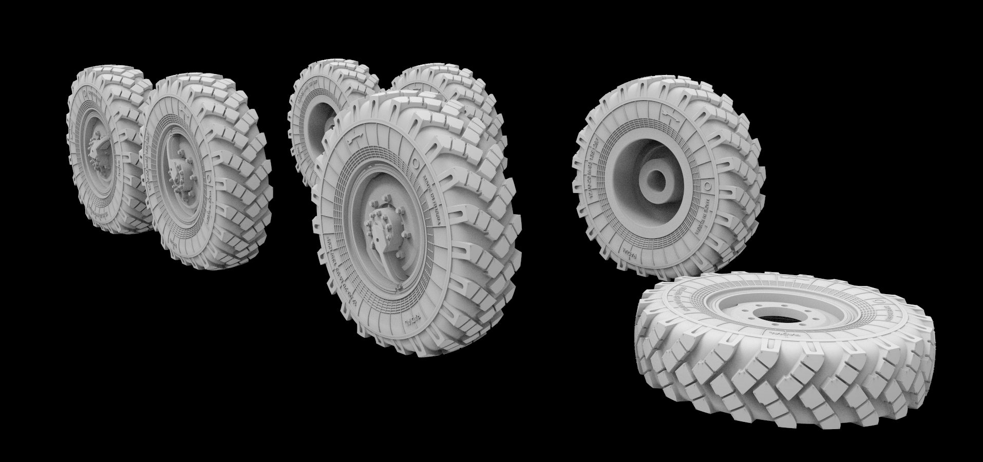 AM3603 Колеса под нагрузкой для АЦ-40, 1/35