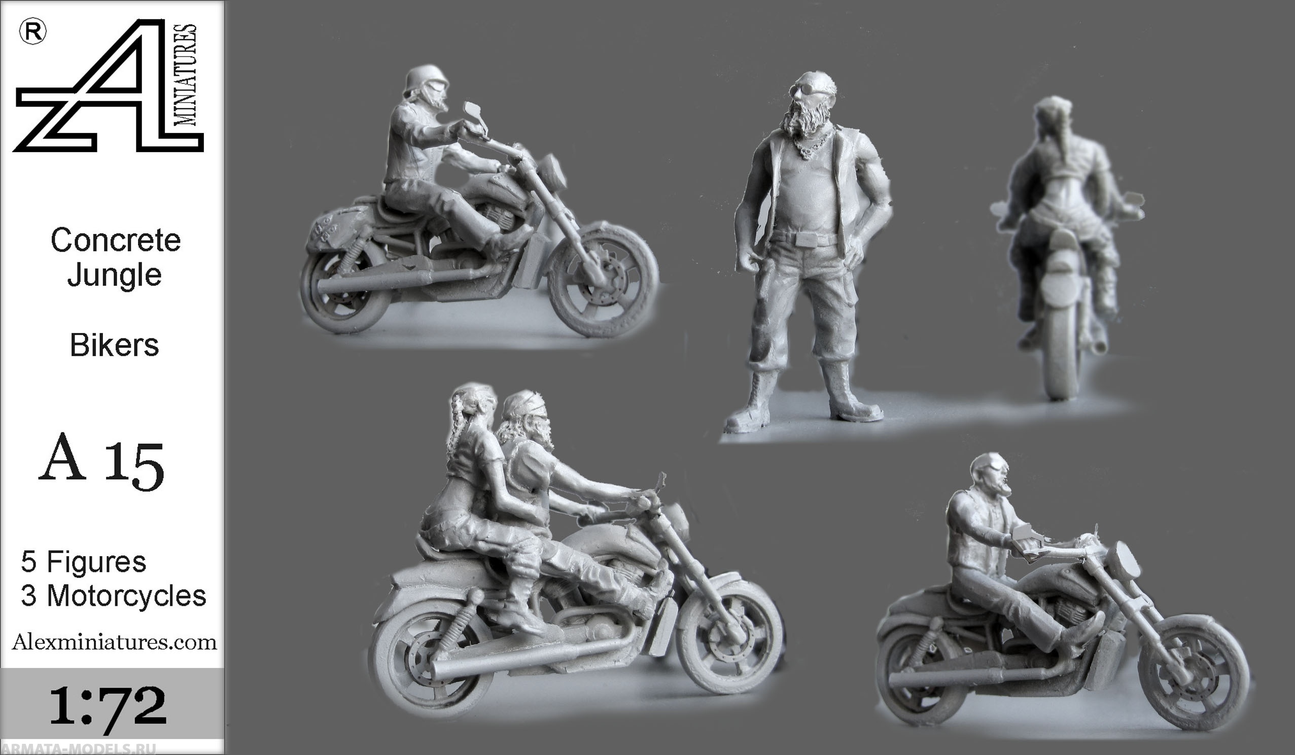А15 Бетонные джунгли. Байкеры, 1:72 Alex miniatures