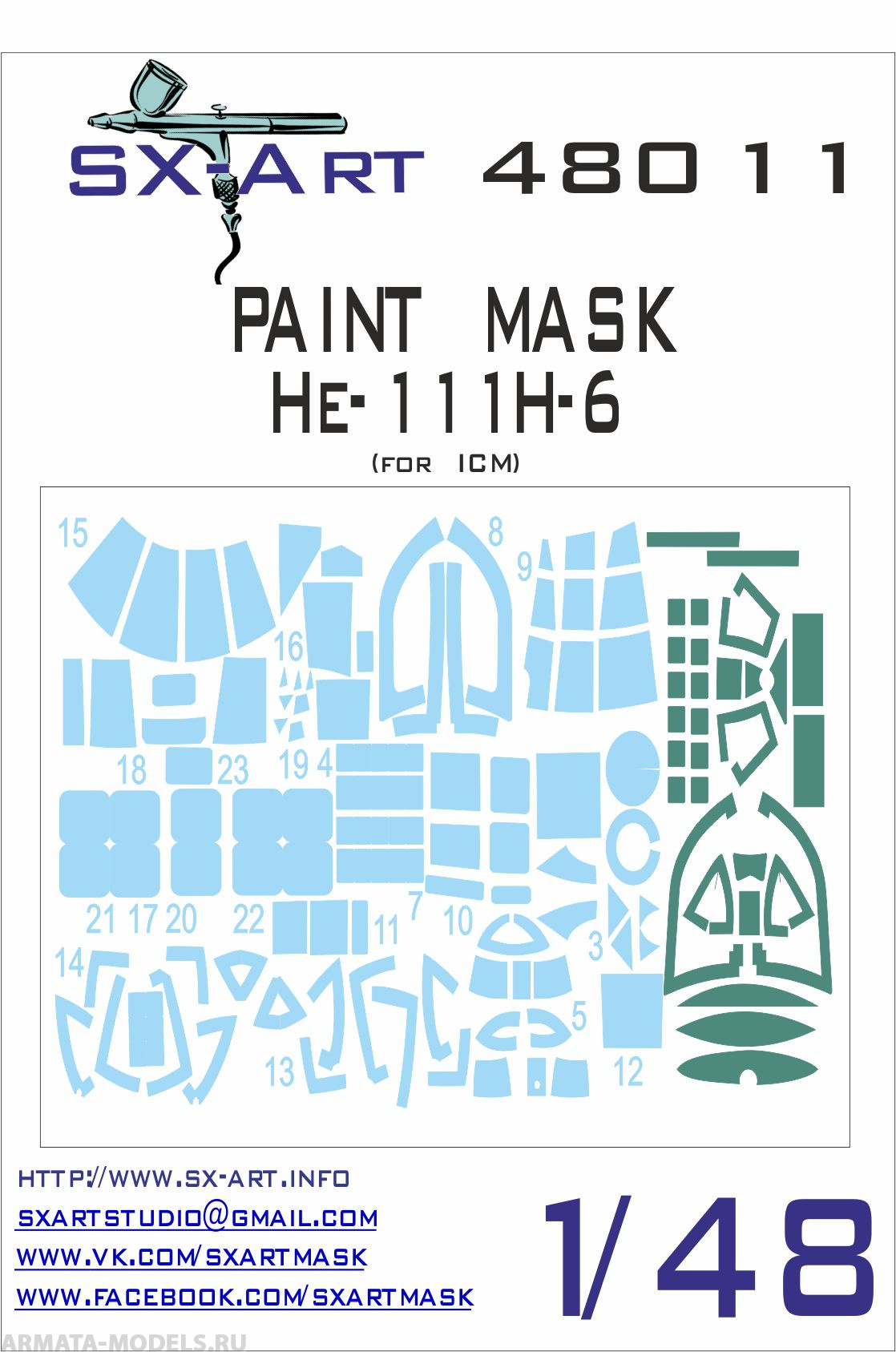48011SX Окрасочная маска He-111H-6 (ICM)