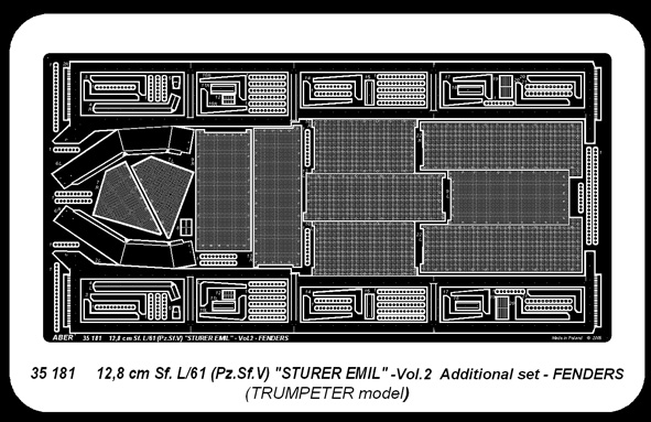 ABR-35 181  Дополнения для  12,8cmSf.L/61(Pz.Sf.V)”Sturer Emil”-vol.2-add.set-fenders для Trumpeter 1/35