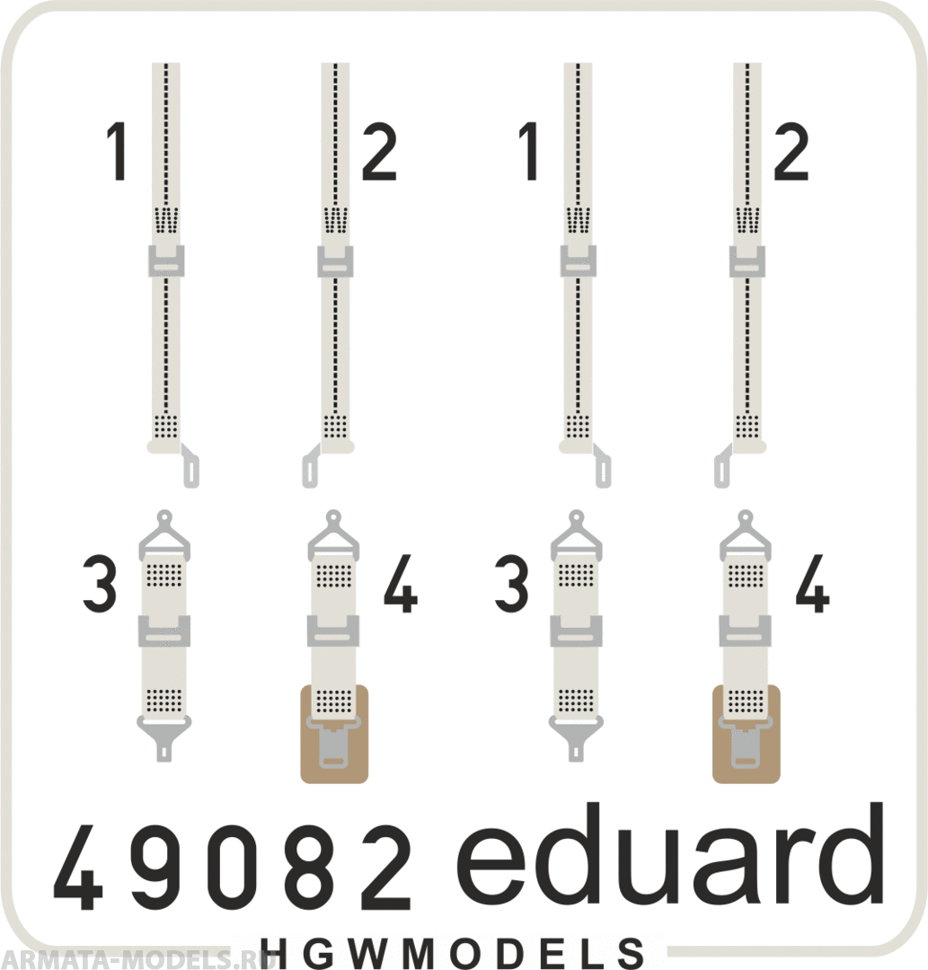49082ED Комплект фототравления Seatbelts USAAF WWII SUPERFABRIC