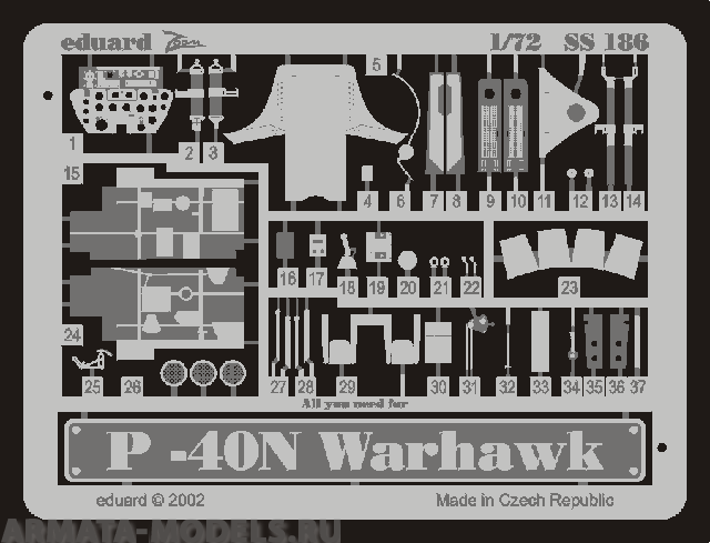 SS186 Фототравление P-40N for HASEGAWA kit (Eduard) 1/72
