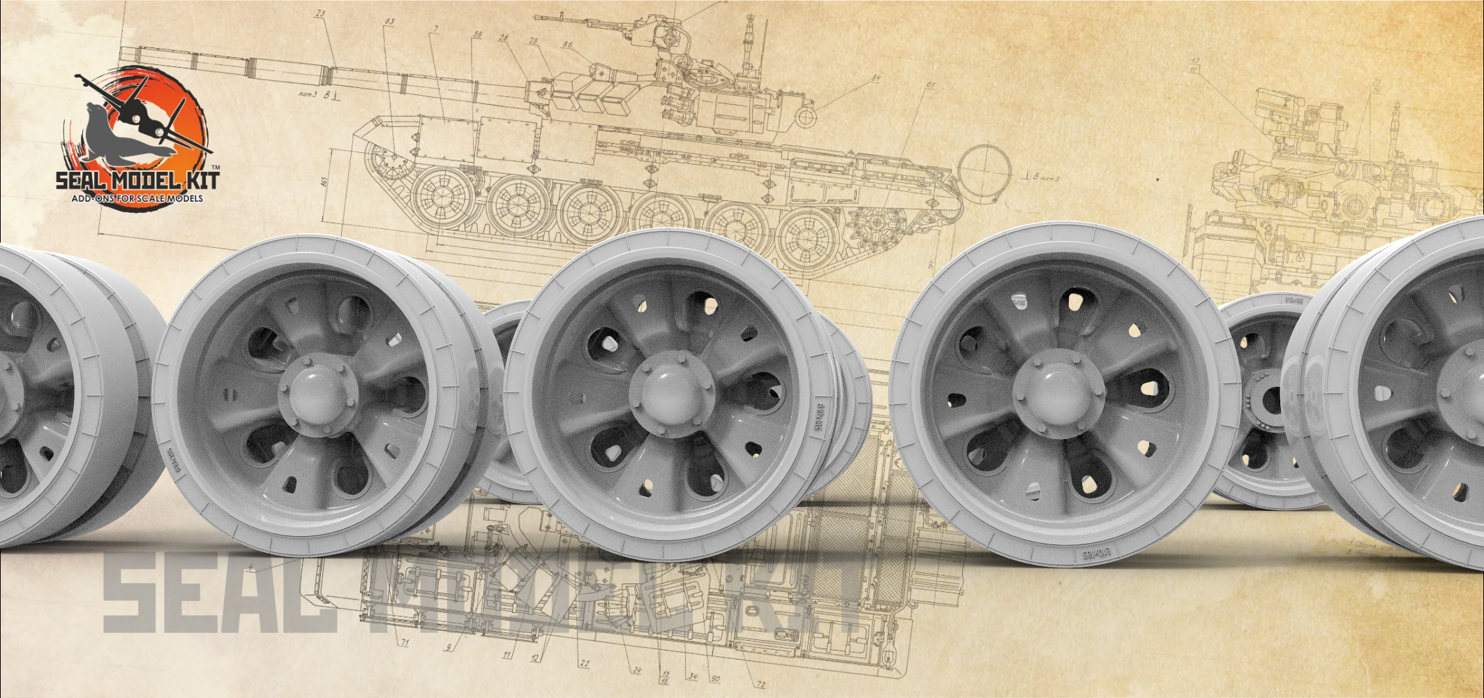 smk35004 Высокодетализированные катки для танка Т-62 изношенный протектор (Не для свободной продажи)