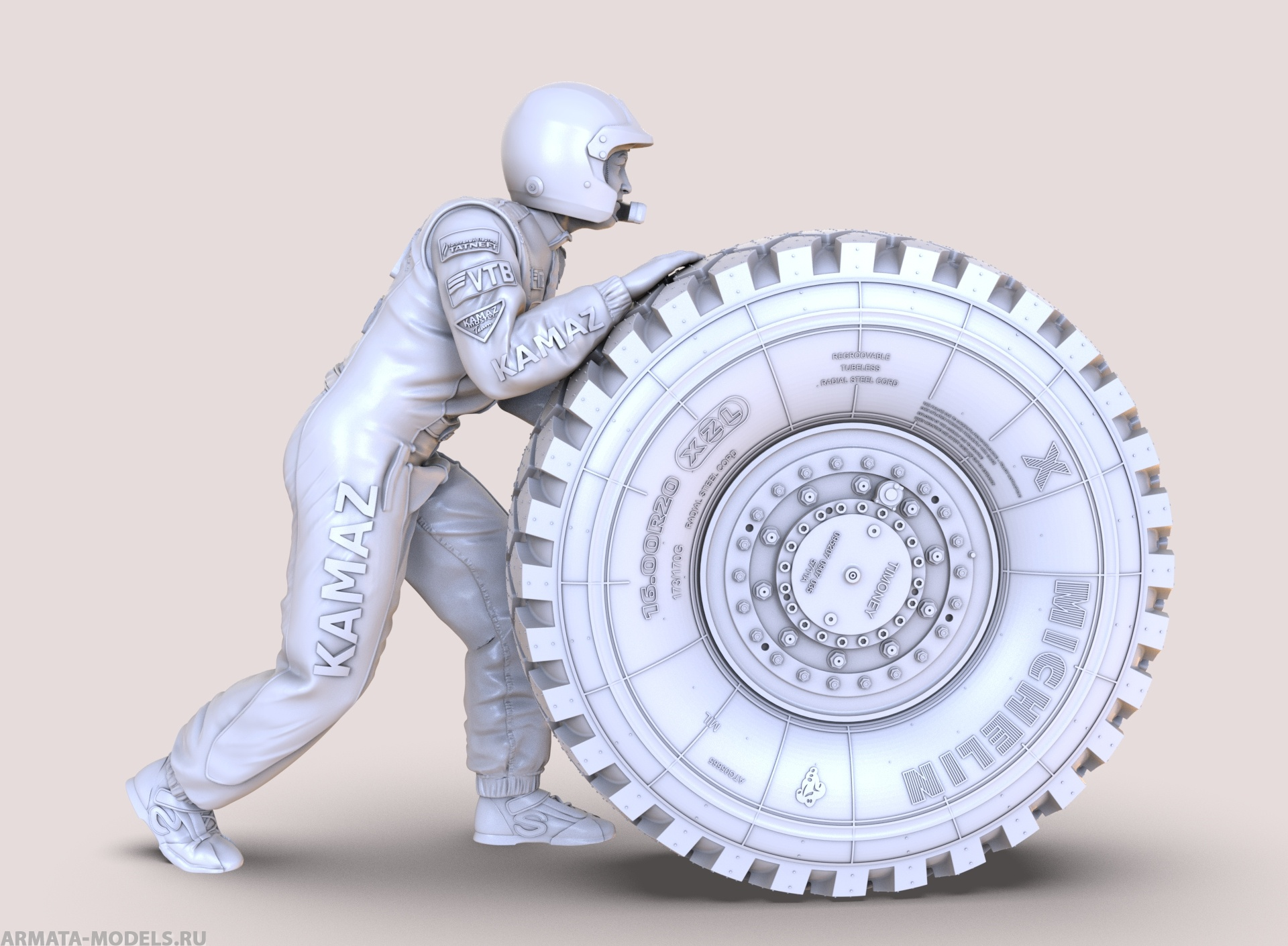 AM4321 Пилот КАМАЗ Мастер меняет колесо (колесо в комплект не входит) Arma Models