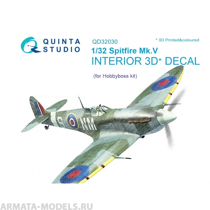QD32030 3D Декаль интерьера кабины Spitfire Mk.V (для модели Hobbyboss)