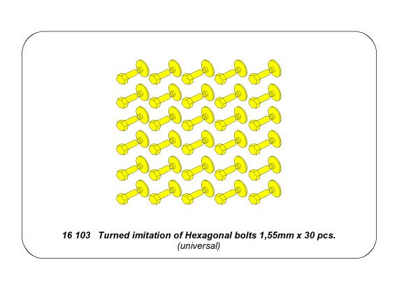 ABR-16-103  Дополнения для  Turned imitation of Hexagonal bolts 1,55 mm x 30 pcs. универсальный набор 1/16