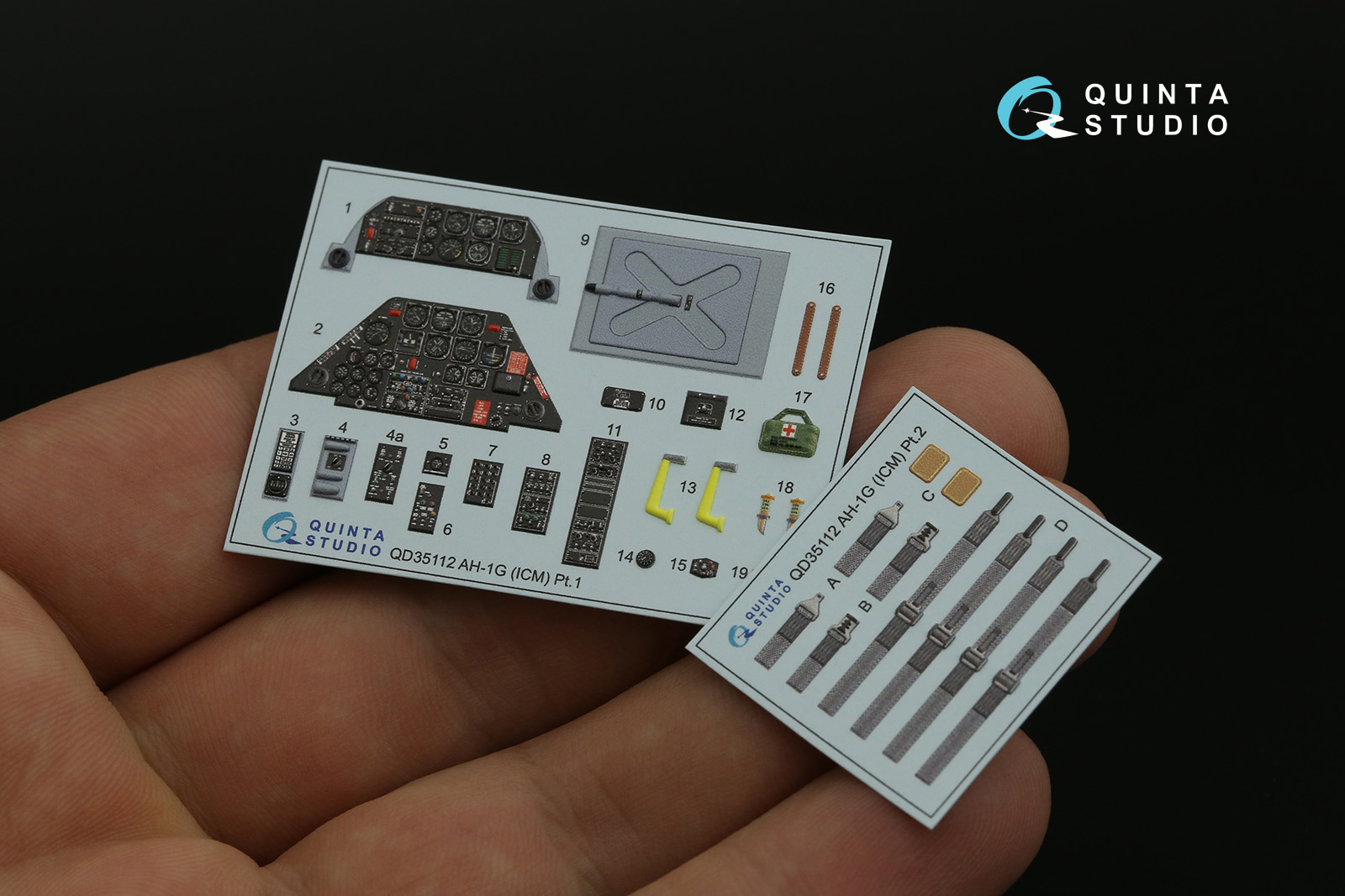 QD35112 3D Декаль интерьера кабины AH-1G Cobra (ICM)
