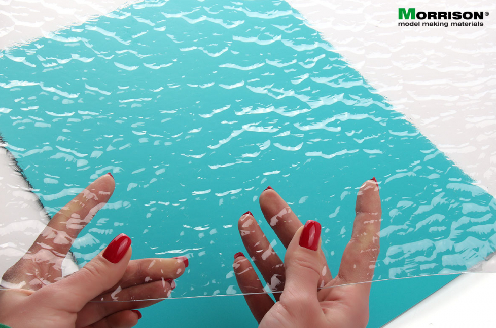 041tov004 Морские волны - прозрачная имитация воды для макетов и диорам (Лист А3- 28см.х38см.)