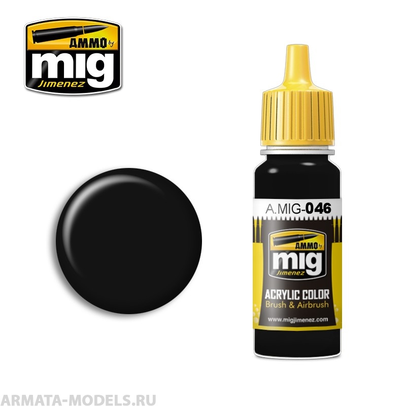AMIG0046 Ammo Mig Акриловая краска MATT BLACK 17 мл