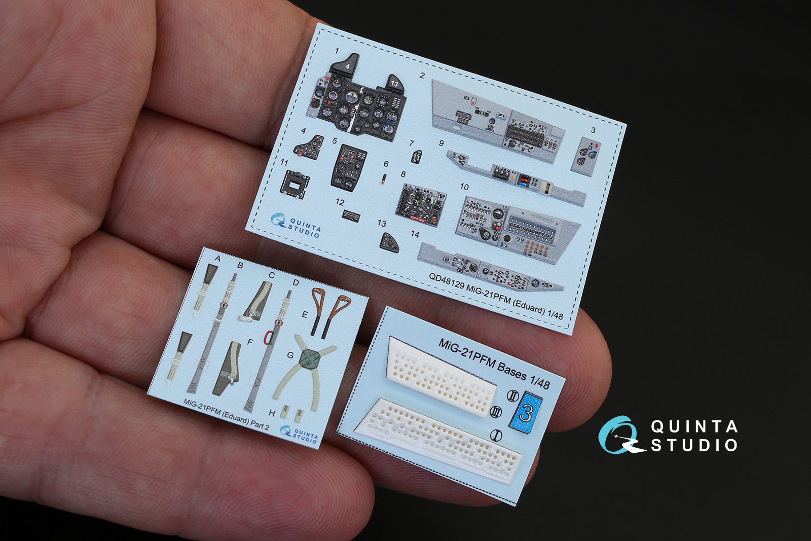 QD48129 1/48 3D Декаль интерьера кабины МиГ-21ПФМ  (серые панели) (для модели Eduard)