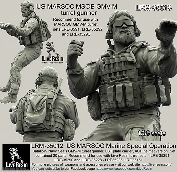 LRM35013 Стрелок пулеметчик Корпуса Морской Пехоты США MARSOC для размещения в башнях автомобилей повышенной проходимости и бронетехники. Версия без шлема. 