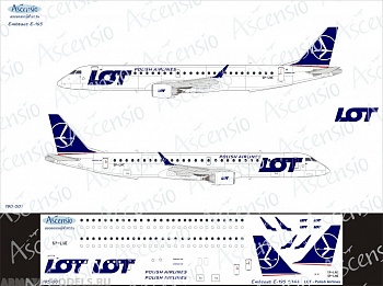 195-001 Декаль для самолета Embraer Embraer 195 LOT - Polish Airlines 1/144