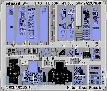 49888 Фототравление для Су-17/22 UM3K  interior for KITTY HAWK  kit (Eduard) 