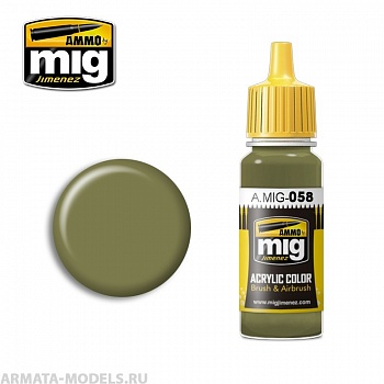 AMIG0058 Ammo Mig Акриловая краска LIGHT GREEN KHAKI 17 мл