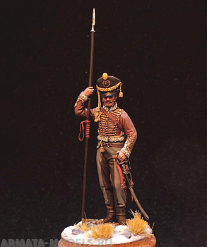 CHM-54200(M). Рядовой армейских гусарских полков, Россия 1812-14 гг. 54 мм. Материал - белый металл.