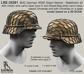 LRE35281 Стальной немецкий шлем периода Второй Мировой войны M42 - Stahlhelm 42 с проволочной камуфляжной сеткой тип 4 и камуфляжными ремнями из хлебных мешков.