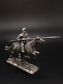 4093ТБ ВИМ, бургундский конный рыцарь с копьем перепрыгивает через ограду