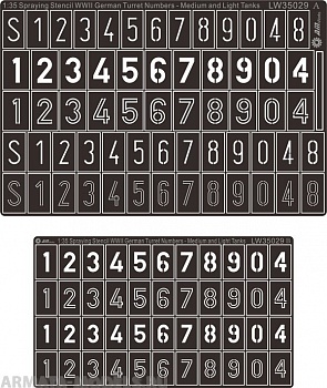 LW35029 spraying stencil WWII german turret number & letters Medium